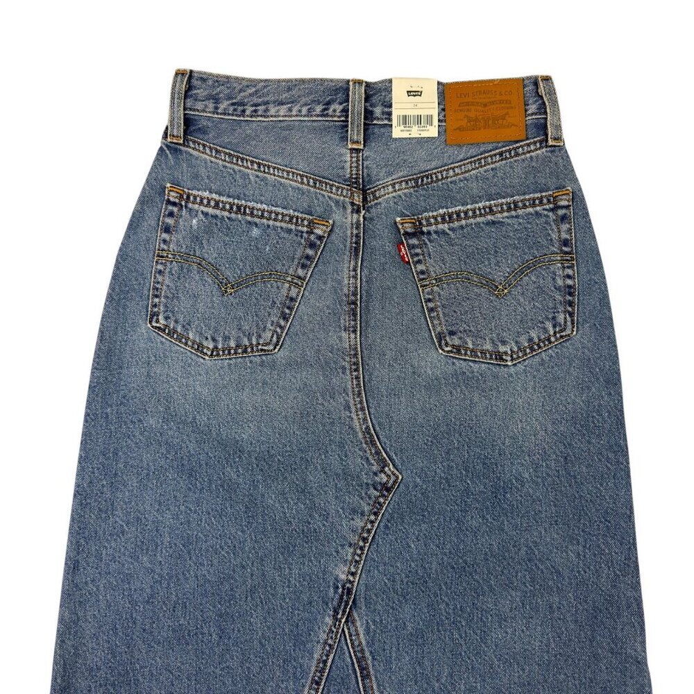 Levi’s Premium Iconic Long Denim Maxi Skirt Blue Women’s 24 / 00 / XXS NWT - Picture 4 of 15